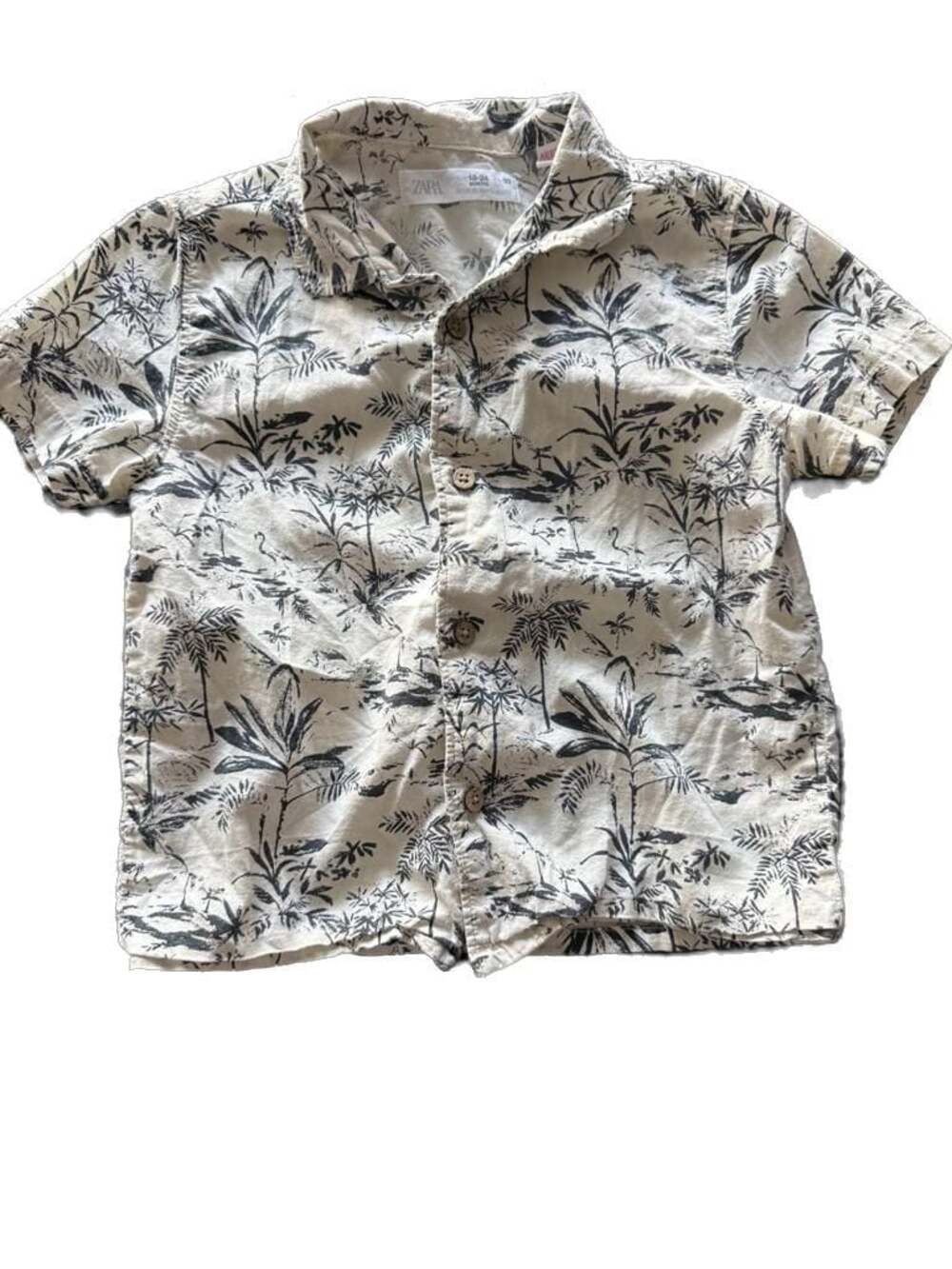 Zara tropical baby boys short sleeve button down sz 18-24 months
